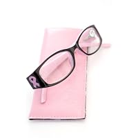 ICU Breast Cancer Awareness Rhinestone Ribbon Rectangular Reader, Black / Pink Ribbon with Rhinestones