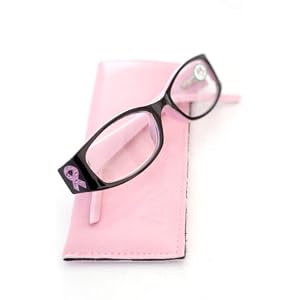 ICU Breast Cancer Awareness Rhinestone Ribbon Rectangular Reader, Black Pink Ribbon with... by ICU