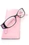 ICU Breast Cancer Awareness Rhinestone Ribbon Rectangular Reader, Black / Pink Ribbon with Rhinestones, +2.00 (Colors may vary)