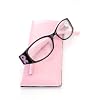 ICU Breast Cancer Awareness Rhinestone Ribbon Rectangular Reader, Black / Pink Ribbon with Rhinestones, +2.50