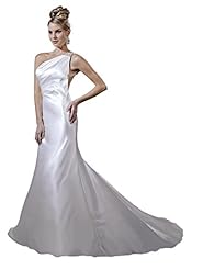 Charmeuse/Satin Open-Back Beaded Mermaid Natural   Waistline One Shoulder  Dress