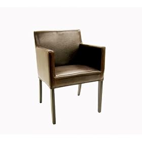 Baxton Furniture Studios Leather Dining Armchair, Espresso Brown by Baxton Furniture Studios