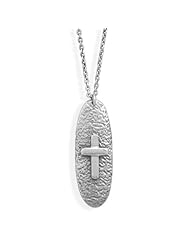 16"+2" Oxidized Oval Cross Necklace