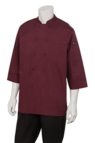 Chef Works JLCL-MER-S Basic 3/4 Sleeve Chef Coat, Merlot, Small