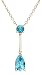 14k Yellow Gold Pear-Shaped Blue Topaz Drop Necklace, 17"