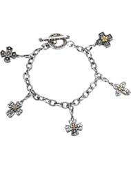 Sterling Silver 14K Gold Cross Charm Bracelet