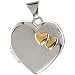Sterling Silver Locket That Holds 2 Pictures With 14k Yellow Double Heart 18x19mm - JewelryWeb