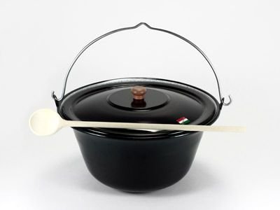 Gulaschkessel 15 Liter emailliert Deckel, DVD und Kochlöffel