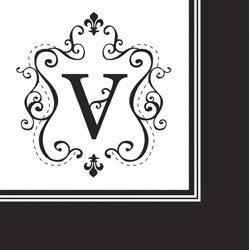 Monogram Cocktail Napkin - V