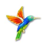 14k Enameled Ruby Hummingbird Pin