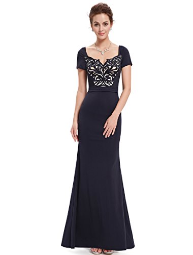 Ever Pretty　レディース　vネック　半袖　ハイウエスト　スパンコル付き　スリムライン　痩せ感　演奏会 発表会 結婚式 二次会 花嫁ウエディング イブニング お呼ばれ 介添えドレス　ロングドレス08522