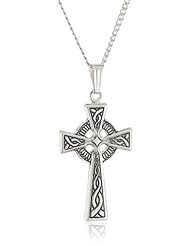 Sterling Silver Celtic Cross Pendant Necklace , 18"