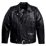 Men's Traditional Leather Biker Jacket Large