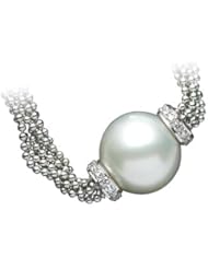 18K White Gold 15.00 mm Fine Round South Sea Cultured Pearl And Diamond Necklace