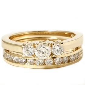 1.00CT Three Stone Channel Set Ring Set 14K Yellow Gold 1.00CT Three Stone Channel Set Ring Set 14K Yellow Gold