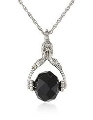 1928 Jewelry Silver-Tone Rotating Crystal Necklace, 30"