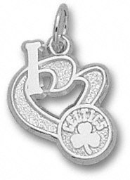 Boston Celtics Solid Sterling Silver ''I Heart'' Circle Logo 1/2'' Pendant