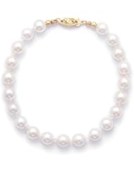8 Inch 14k Yellow Gold 6.5-7mm (AAA) Akoya Pearl Bracelet