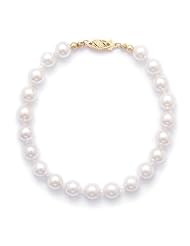 8 Inch 14k Yellow Gold 6.5-7mm (AA) Akoya Pearl Bracelet