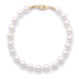 7" 14k Yellow Gold 6.5-7mm (AA) Akoya Pearl Bracelet