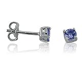Round Tanzanite Stud Earrings Set in Sterling Silver 1/2ct tgw Real Genuine Tanzanite