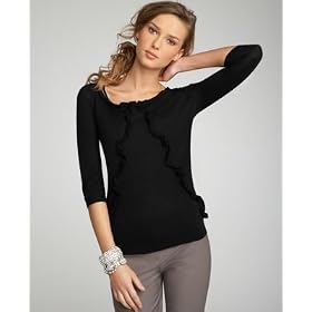 Buy Ann Taylor Ladies Black Wool Ruffle Pullover Sweater by Ann Taylor