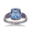 Tanzanite Blue Topaz & Diamond Ring in Solid 10K White Gold