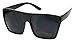 Basik Eyewear - Extremely Dark X Large Oversized Flat Top Rectangular UV400 Sunglasses (Glossy Black, 5.7 in. (146 mm))