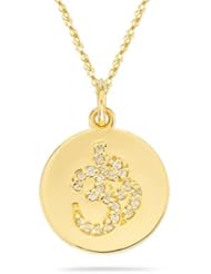 0.06 Cts Diamond Om Vedic Pendant in 14K Yellow Gold