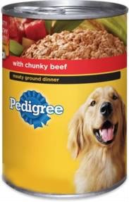 Pedigree Dog Food, Meaty Ground Dinner with Chunky Beef, 22 oz (Pack of 12)