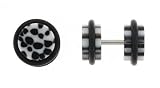 Fake Acrylic Plugs - Black Spots on White - 16g Wire - 8mm/0g - Sold as a Pair
