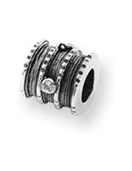 Clear CZ, Barrel Charm in Silver for 3mm Charm Bracelets
