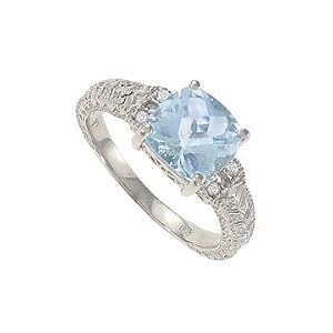 Aquamarine and Diamond Ring : 14K White Gold - 2.25 CT TGW by