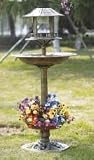 Bird Bath With Feeder, Solar Light and Flower Planter