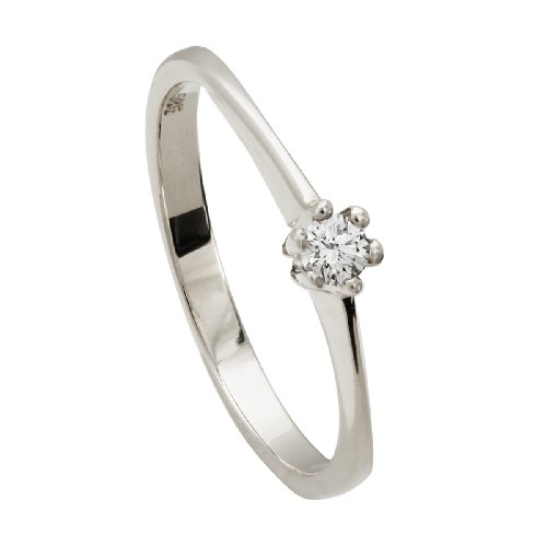 Bella Donna Damenring 585/000 Wei&szlig;gold 1 Brillant 0,10ct. Wei&szlig; Lupenrein Ringgr&ouml;&szlig;e 54 6350 Preisvergleich