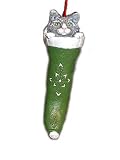 Gray Cat in Stocking Ornament