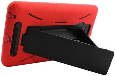 Microseven® Heavy Duty Rugged Armor Kickstand Dual Layer Case Cover for Google Nexus 7" 1st Generation 2012 Tablet with Microseven® Packaging (Red/Black)