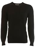 Mens V Neck Jumper Plain Top Sweater Wool - Black - XL