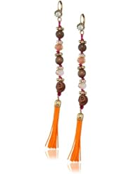 Betsey Johnson "St. Barts" Skull Mixed Bead and Tassel Linear Drop Earrings