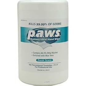 Paws Antimicrobial Disinfectant Hand Wipe 160/tub