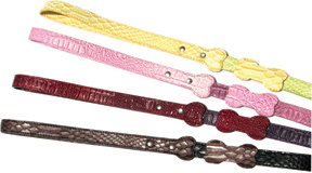Lime Green and yellow leather dog leash - small