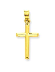14K Yellow Gold Cross Pendant Charm Religious