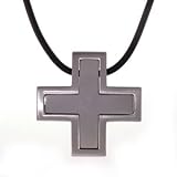 Stainless Steel Celtic Cross Necklace Pendant with 20 inches Black Rubber Cord