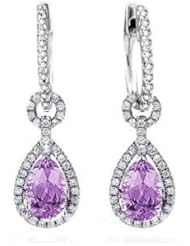 3.77T Dangling Amethyst & Diamond Hoop Earrings 14K Gold