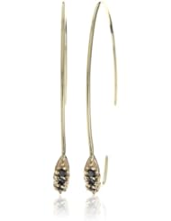 Shaesby "Flamenco" 14k Yellow Gold Black Diamond Tiny Bling Hoop Earrings