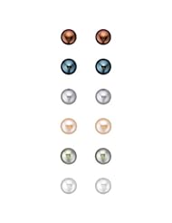 Cultured Freshwater Pearl 6-Pair Earring Box Set in Sterling Silver