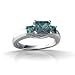 14K White Gold Square Created Alexandrite 3-Stone Ring
