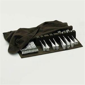 BROWN SILVER CLOTH FLATWARE HOLDER - DRAWER LINER PAD- BROWN SILVER CLOTH by
