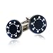 Texas Hold 'Em Poker Chip Blue Fiber Optic Silver Cufflinks with Presentation Box