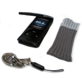 New 5th Generation Nano Black Flip Case & Grey Sock Cover For the New Apple iPod 5G Nano (with Camera Sep 2009) 8GB & 16GB